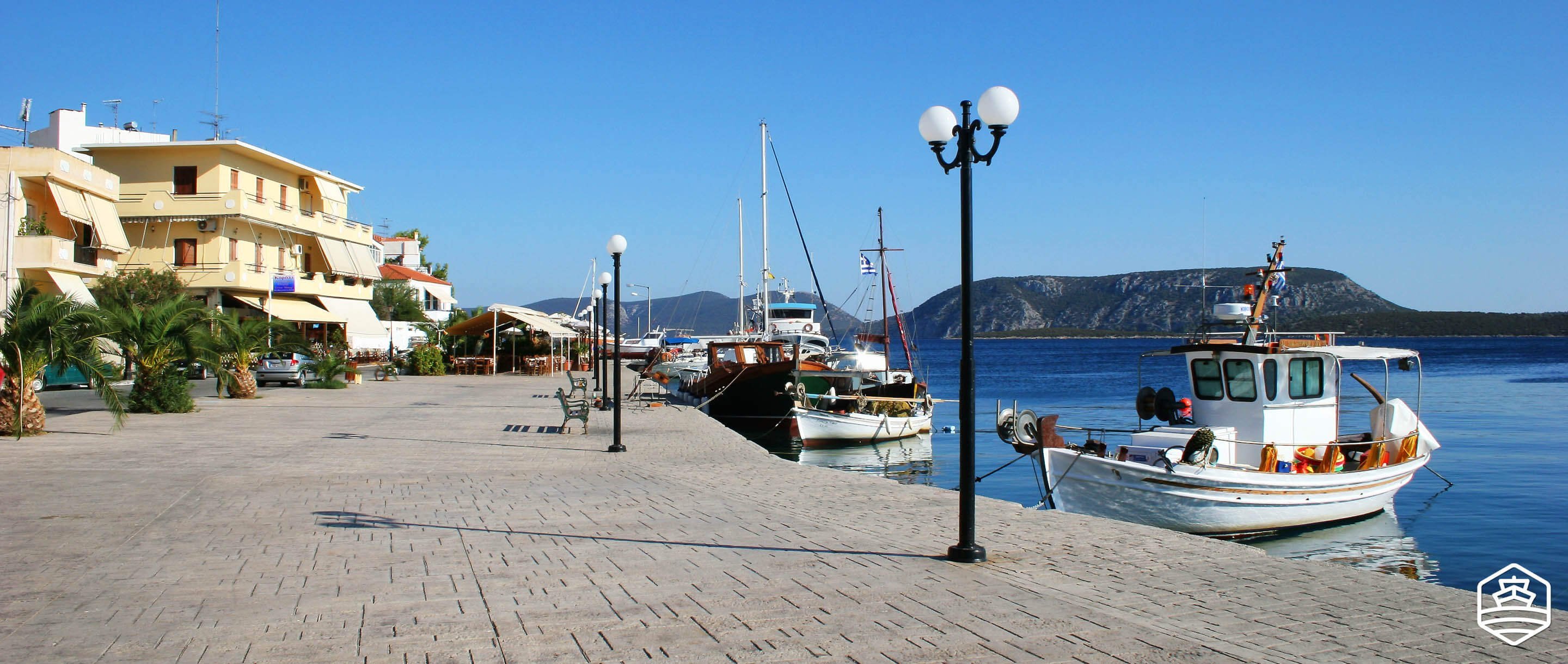 The beachfront of the coastal town of Ermioni