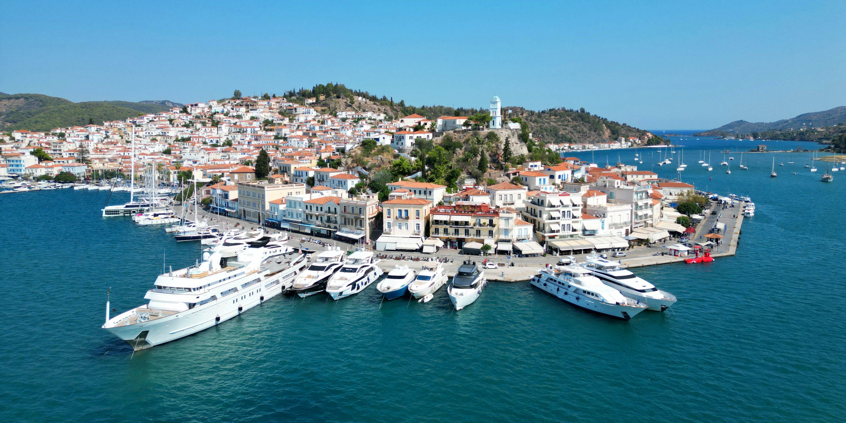 Aerial view of the town of Poros