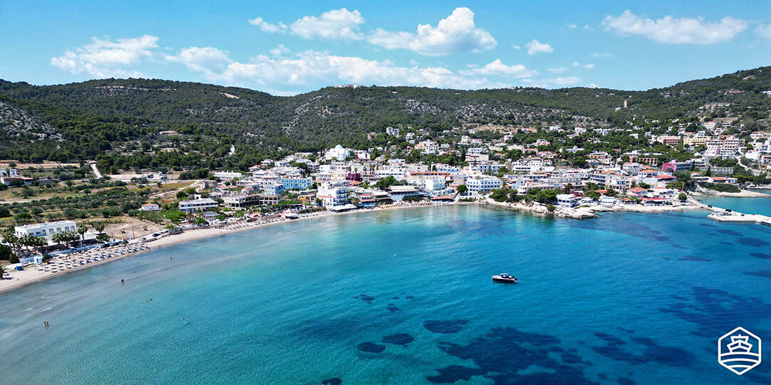 The beach of Agia Marina in Aegina