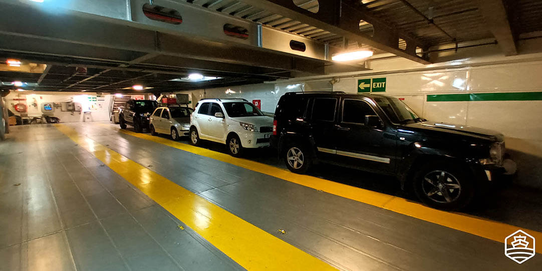 Car garage in one of the ferries