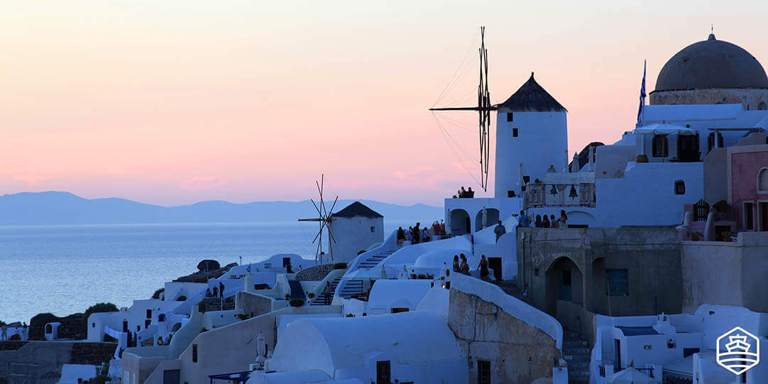 Oia village during the sunset